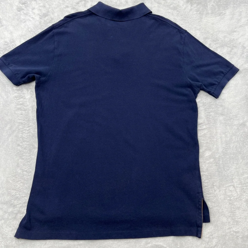Polo Ralph Lauren‎ Classic Pique Polo Shirt Size L Navy Blue Preppy Suede Trim